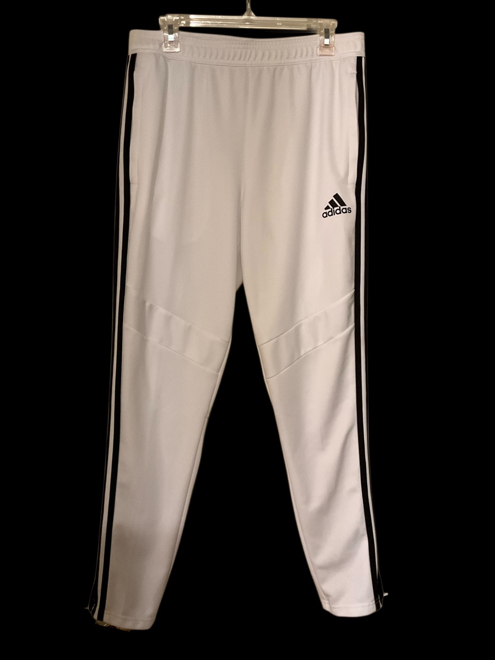 adidas White Track Pants with Black Side Stripes